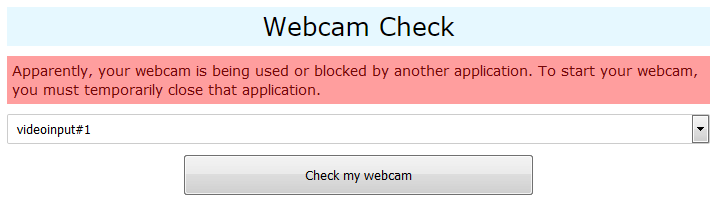 Your webcam is used by another application