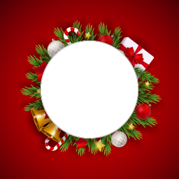 Christmas wreath on red background